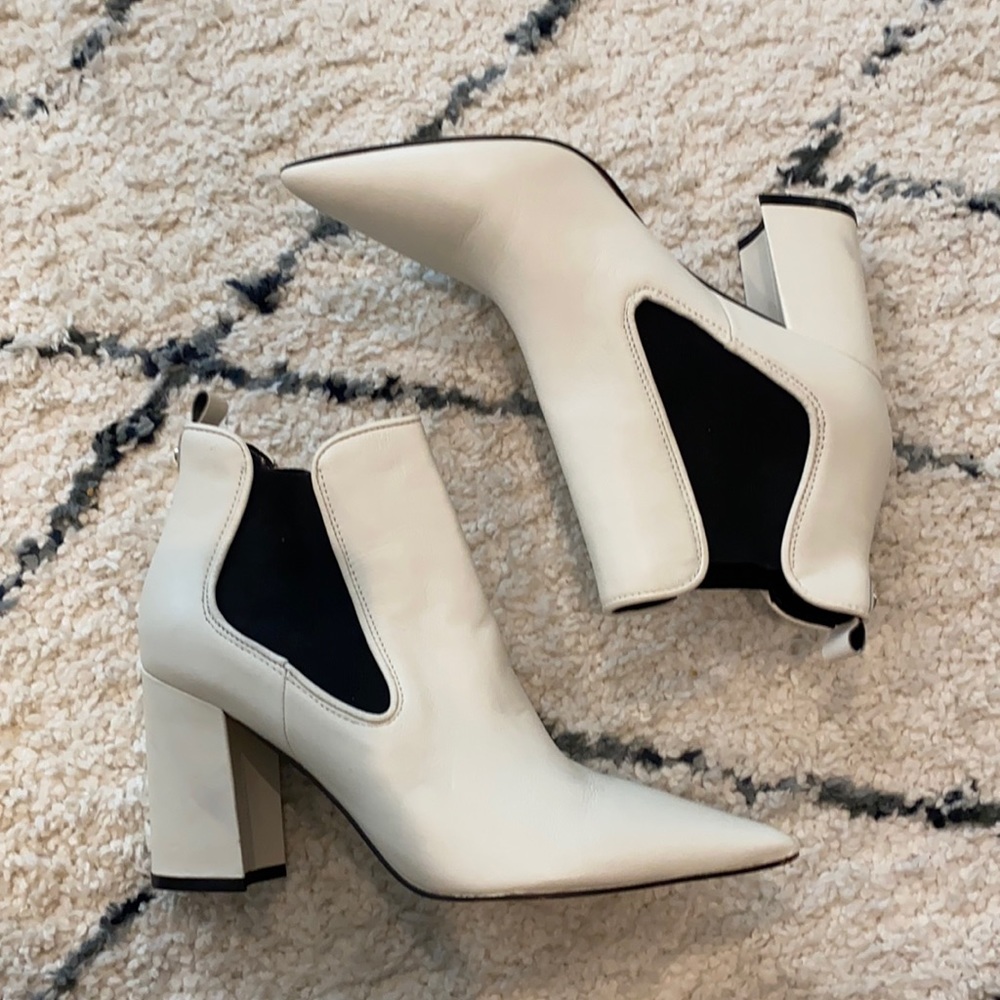 Marc Fisher White and Black Ankle Bootie